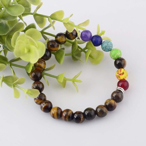 Black Lava Stone 7 Chakra Bracelets 8mm Beads Meditation Yoga Diffuser Gift - Picture 7 of 9